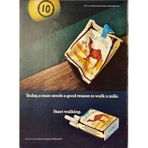 Camel Cigarette "A Man Needs a reason to walk a mile: Camels!" Playboy Print Ad